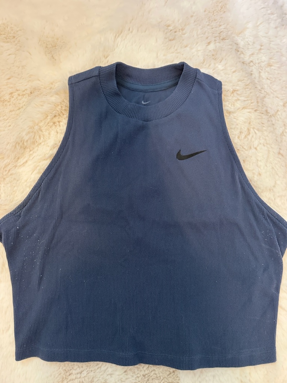 Nike x SoulCycle high-neck cropped blue tank top, size large